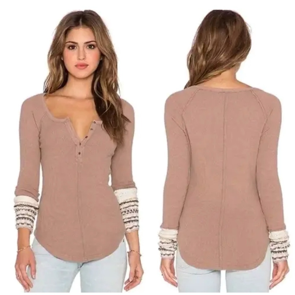 Free People Newbie Ski Lodge Cuff Thermal Top SZ S EUC!